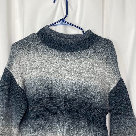 Apt 9 knit top sweater women's size medium gray blue stripe mock turtleneck - Picture 3 of 15